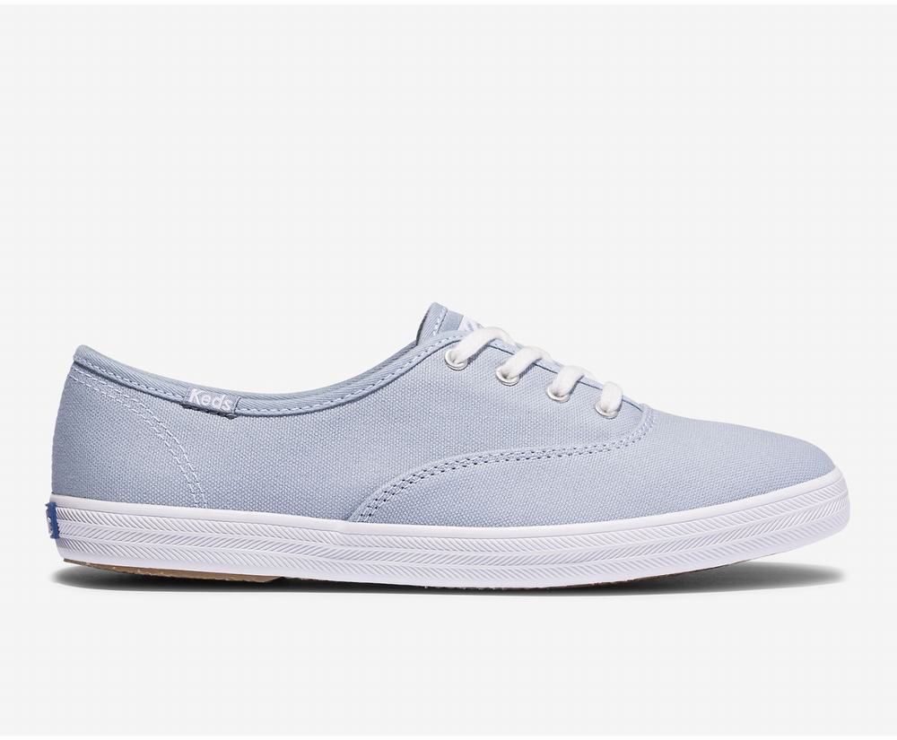 Women's Keds Champion Feat Organic Cotton Sneakers Grey Blue 0849623NJ - South Africa